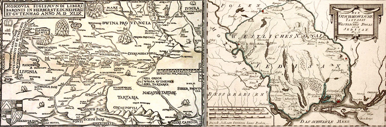 Ochakov on Sigismund von Herberstein's map from 1549 and the German map of Yedisan with the Ochakov Fortress