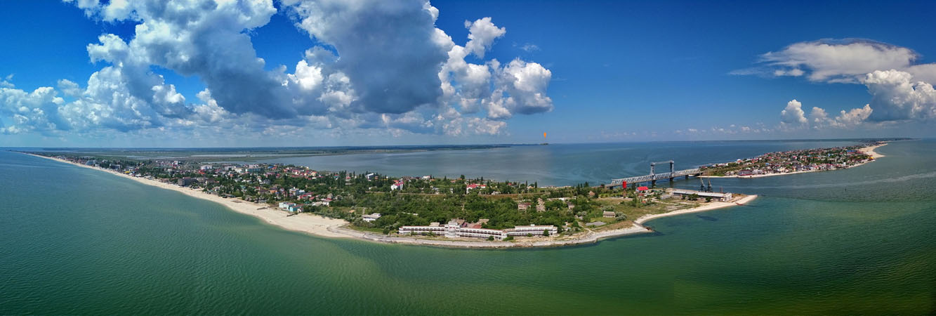 Village Zatoka with a bridge across the Dniester Strait
