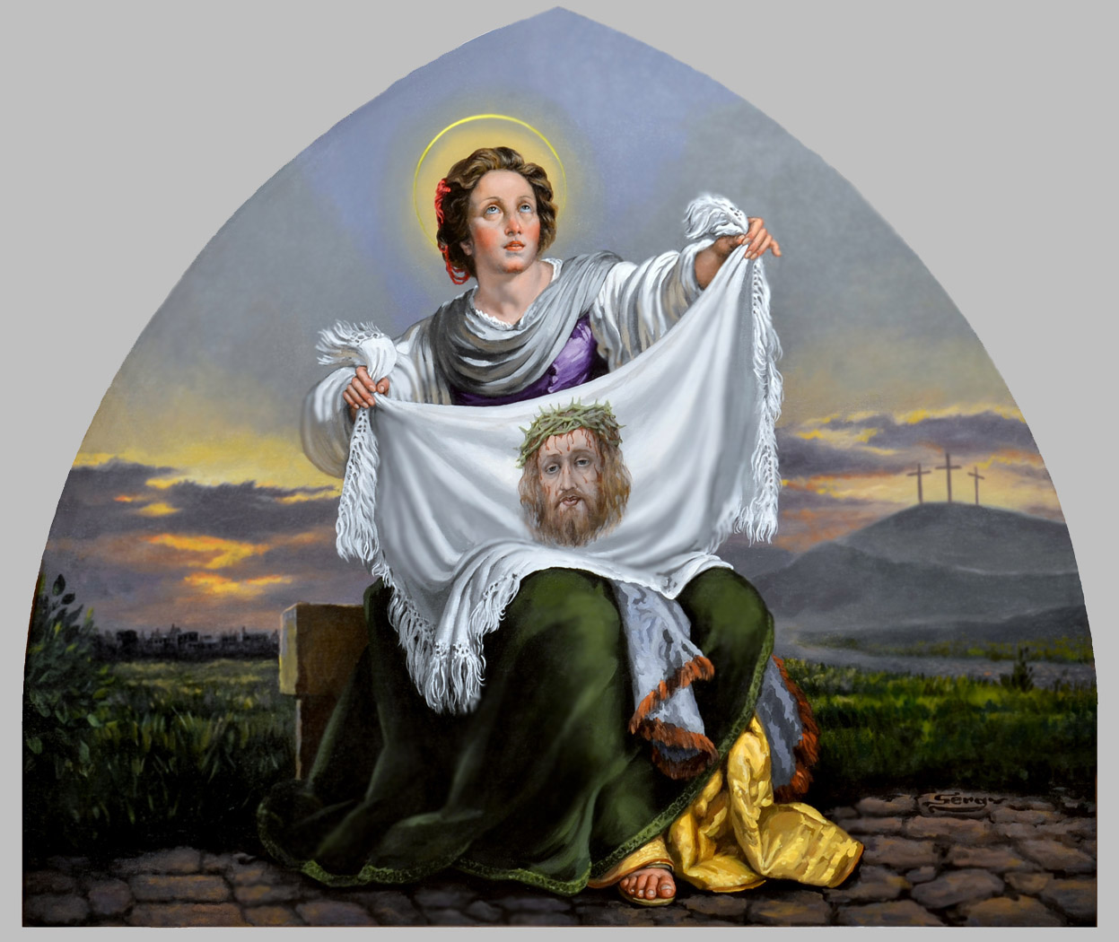 Serg Buczacki. Święta Weronika. Obraz olejny, drewno